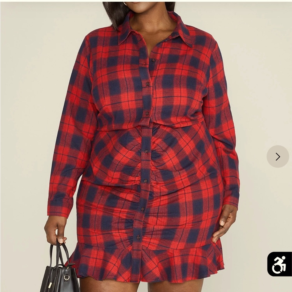 Fashion to Figure Carissa Ruched Plaid dress